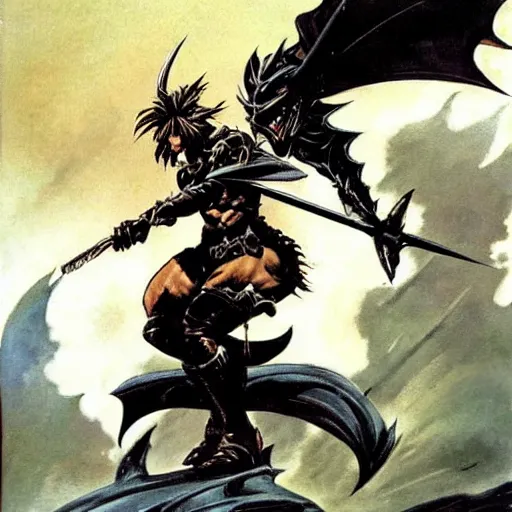 Image similar to Final Fantasy dragoon by Frank Frazetta