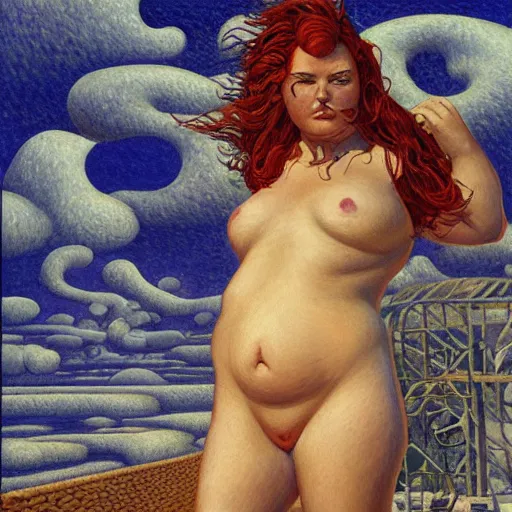 Image similar to they told you too fat, gerald brom, paul signac, trending on artstation,