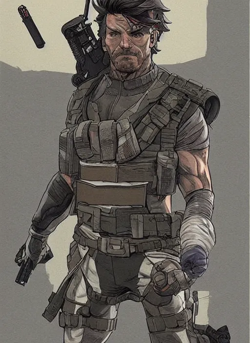 Image similar to apex legends solid snake. concept art by james gurney and mœbius.