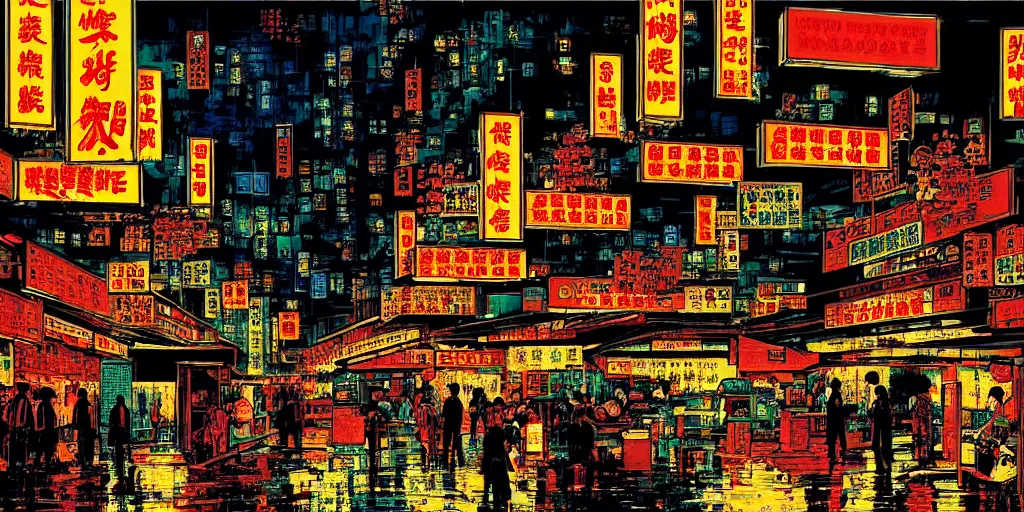 artwork of wong kar - wai's hong kong street, by dan | Stable 