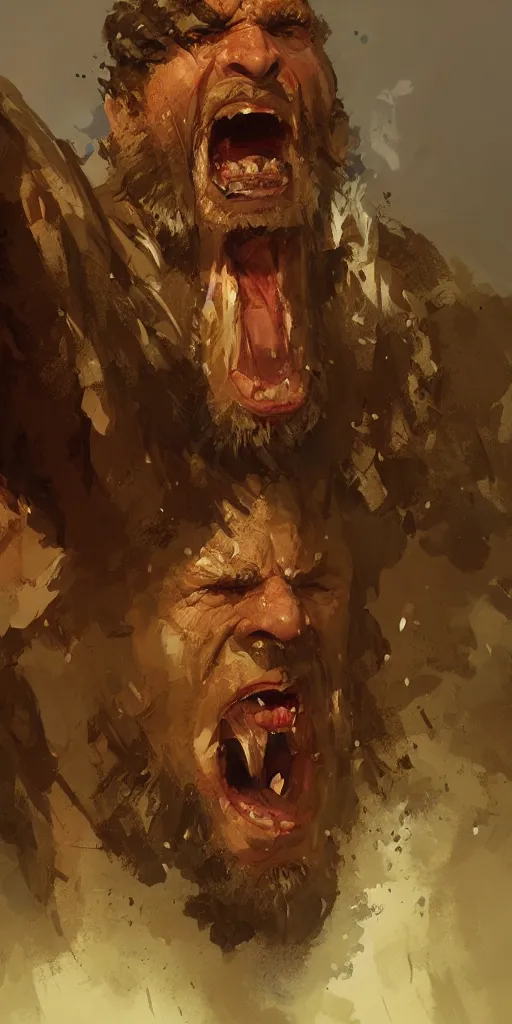 Image similar to Concept art Portrait of the ancient historical biblical SNARLING ANGRYING YELLING, jealous king Saul of Israel by craig mullins and marc simonetti, ARTSTATION, cgsociety, polycount, character design, CINEMATIC, AWE INSPIRING, BEAUTIFUL, ART GERM