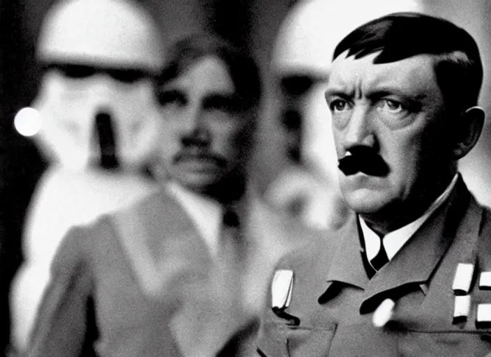 Image similar to a film still of adolf hitler in star wars a new hope