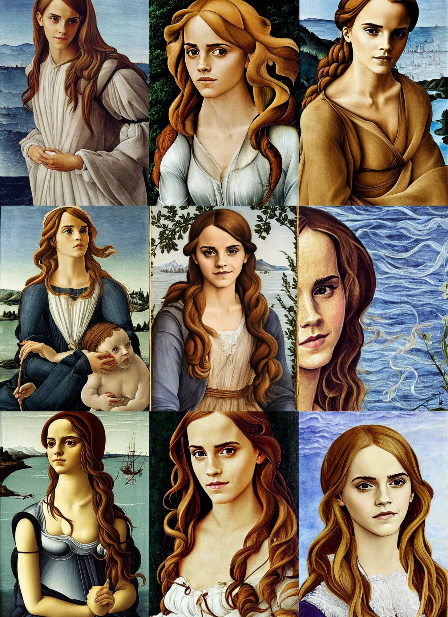 Prompt: Emma Watson, painting by Botticelli