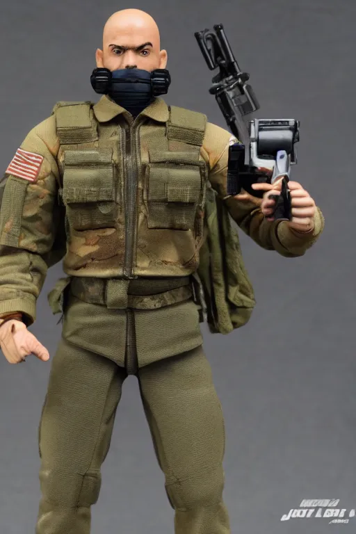 Image similar to 8 k high definition, 1 9 8 0 hasbro style gi joe action figure, full body, highly detailed, sci fi, joytoy, tactical gear, mecha, sci fi, photorealistic