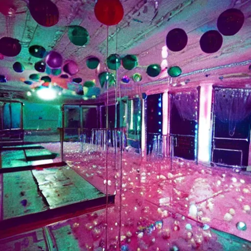 Prompt: disco party ball room photographed by nan goldin