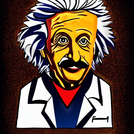 Prompt: cartoon einstein portrait