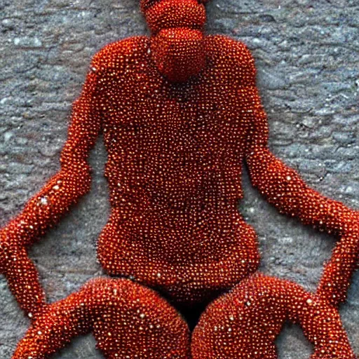 Image similar to a person made out of one million ants.