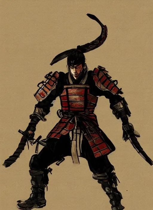 Image similar to samurai jetstream sam, feudal japan, painting, ukiyo, high quality, [ [ metal gear rising revengeance [ ], smiling