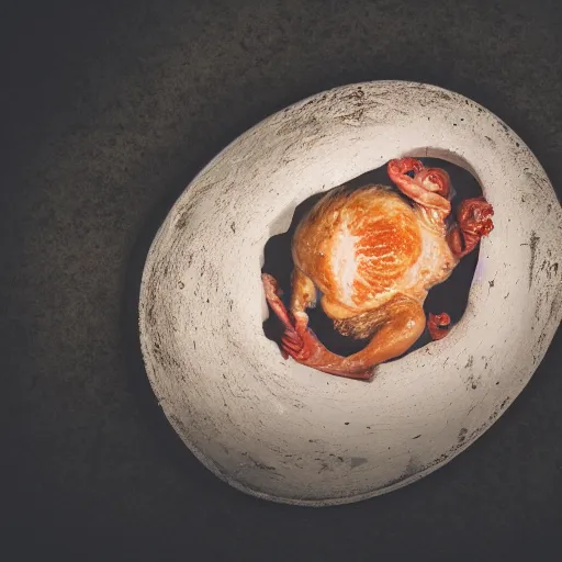 Prompt: chicken chicken fetus, trending on unsplash, portrait!!