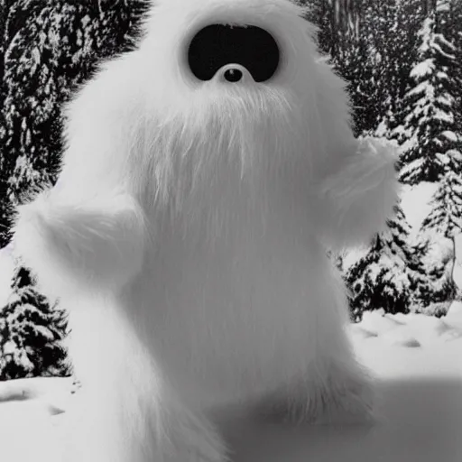 Prompt: : stereopticon photo of abominable snowman