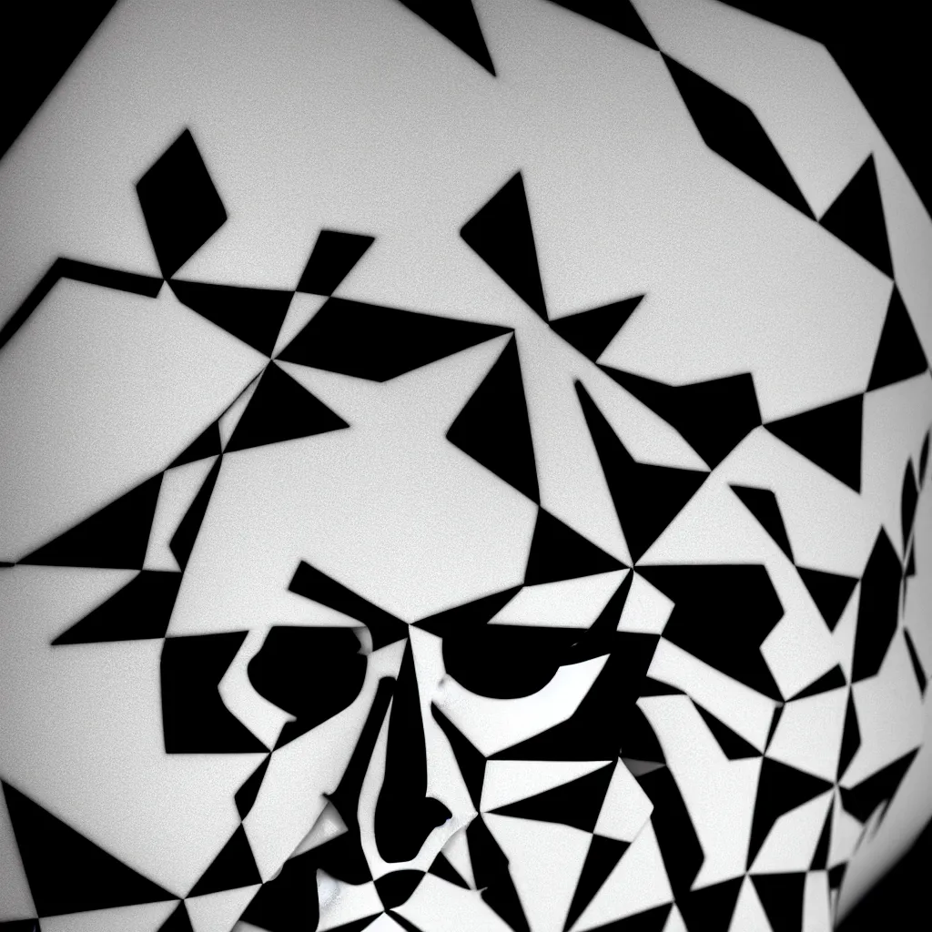 Image similar to black and white light 3D geometry, skull, matte bright highly detailed, poetic, 3D render, digital art, octane render, 8K artistic photography, photo-realistic, by Dora Maar