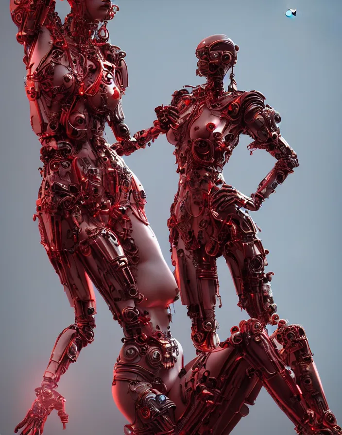 Prompt: portrait, antique statue venus, super hero pose, red white biomechanical dress, inflateble shapes, wearing epic bionic cyborg implants, masterpiece, intricate, biopunk futuristic wardrobe, highly detailed, art by akira, mike mignola, artstation, concept art, background galaxy, cyberpunk, octane render