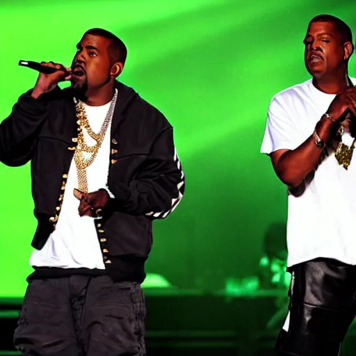 Image similar to kanye west & jay z performing the watch the throne tour at the nickelodeon's kid's choice awards, 2 0 1 1