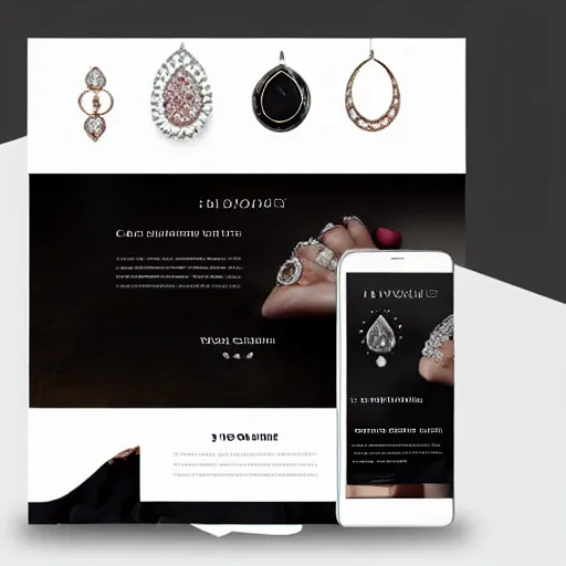 Prompt: landing page of a modern and elegant jewelry, web design, concept