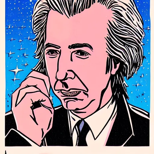 Image similar to alan rickman retro minimalist portrait! moebius starwatcher comic by jean giraud, portrait 8 k