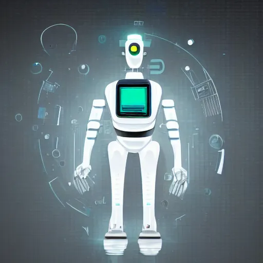 Image similar to robot with crt monitor head, futuristic, sci - fi, high quality