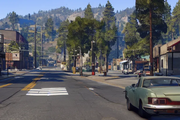 Prompt: screenshot of Grand Theft Auto 9: Nevada City California, for ps5, Highly Detailed, Unreal engine 5, HD, 8k, GTX 3090