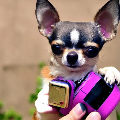 Image similar to chihuahua holding a camera