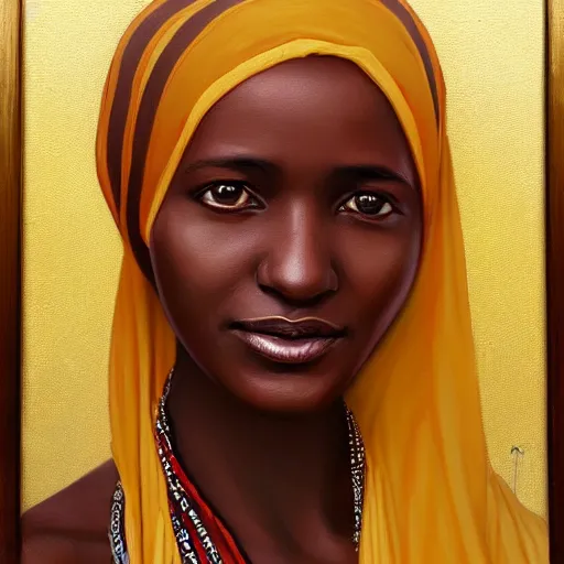 Image similar to portrait of a sudanese woman ( 3 5 ) from sudan, an oil painting by ross tran and thomas kincade