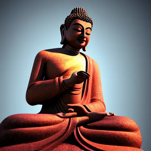 Prompt: Buddha smokes a joint, while high on mushrooms, realistic, high detail, iso 500, good lighting, octane render