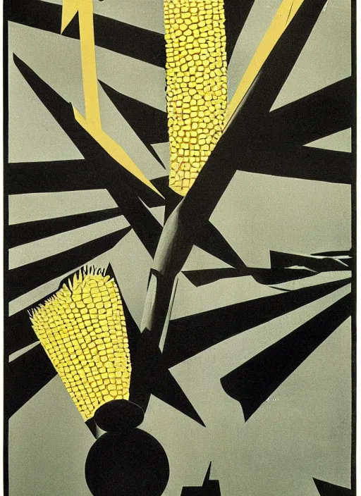 Image similar to Corn by Alexander Rodchenko, propaganda poster, russian constructivism