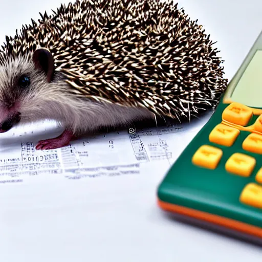 Image similar to a hedgehog using a calculator