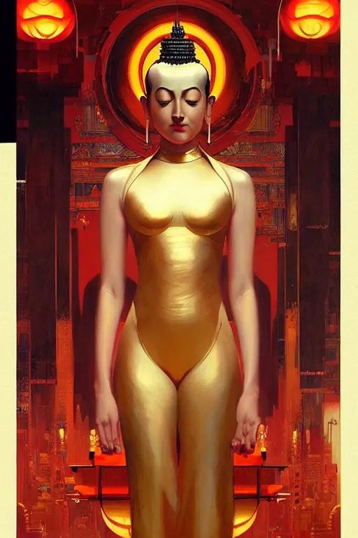 Image similar to buddhism, futurism, painting by greg rutkowski, j. c. leyendecker, artgerm