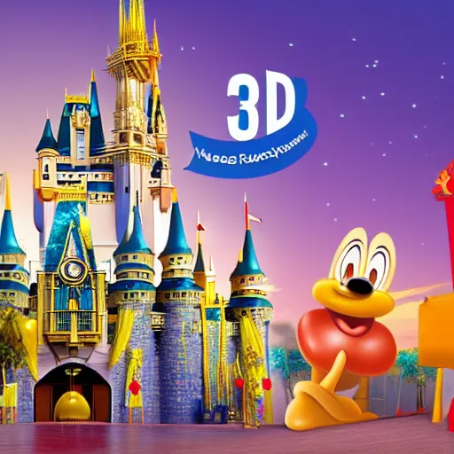 Image similar to 3d render of disney world made out of cheese