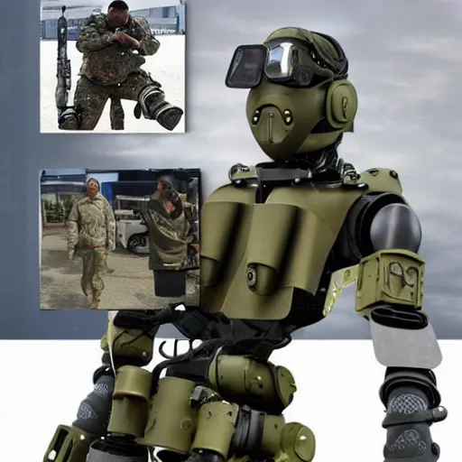 Image similar to futuristic special forces soldier robot, with exoskeleton armor and night vision goggles