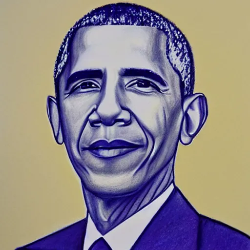 Image similar to crayon drawing portrait of barack obama, high detail