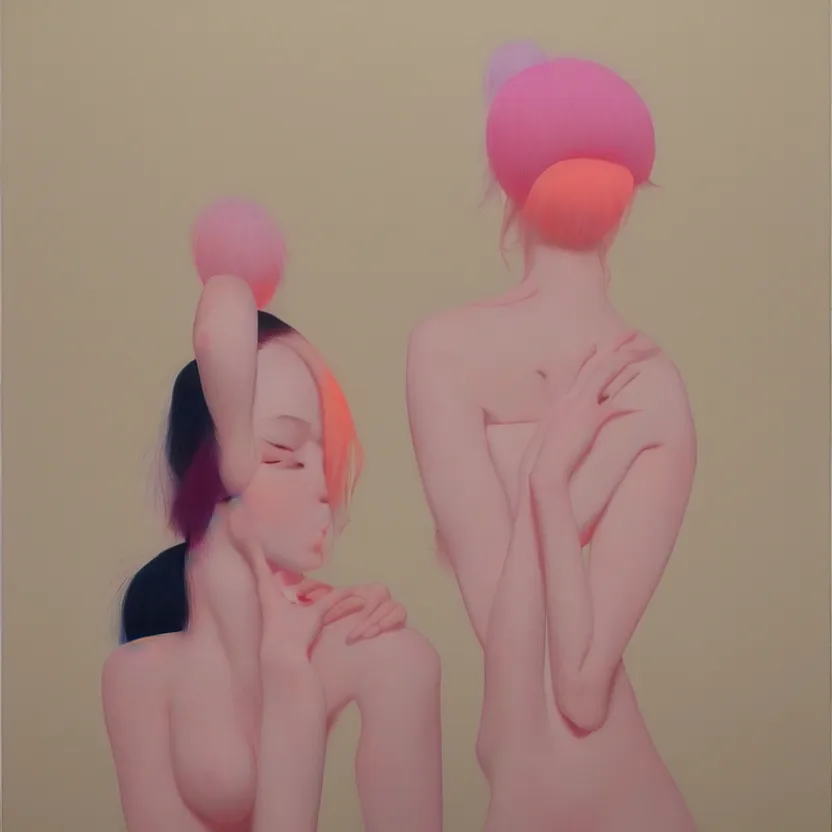 Image similar to neo - pop fine art figurative painting with modern western youth pop culture influences by yoshitomo nara in an aesthetically pleasing natural and pastel color tones