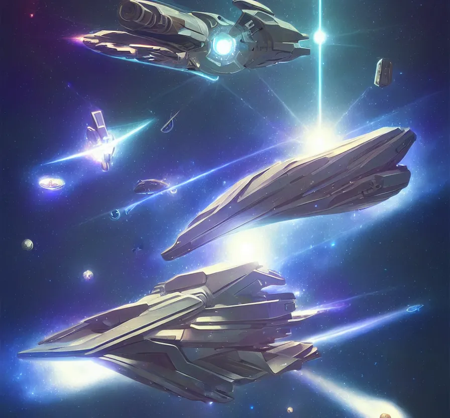 Image similar to realistic geometric spaceship with canons and energy lazers, sci - fi, technologi, constellation geometry space mandal background, breathtaking stars, elegant, highly detailed, digital painting, artstation, concept art, smooth, sharp focus, spiritual art, art by artgerm and greg rutkowski and alphonse mucha, psychedelic, illustration, painting oil,