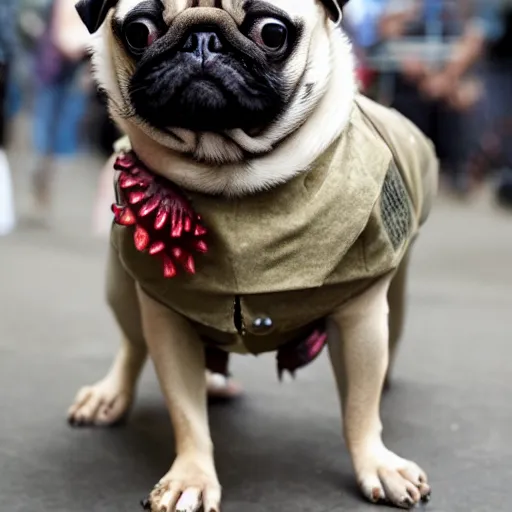 Prompt: pug dressed as demogorgon