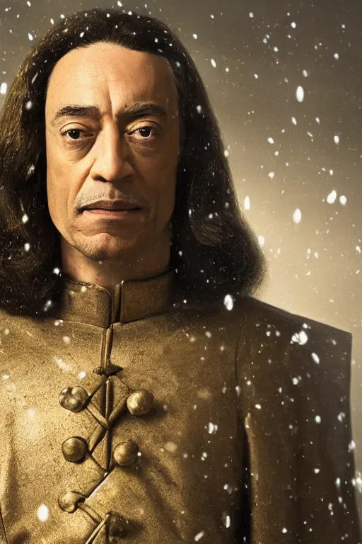 Image similar to portrait of Giancarlo Esposito as Lord Farquaad, close-up, sigma male, rule of thirds, victorian painting, award winning photo, highly detailed features, raining, ethereal lighting, castle backdrop, masterpiece