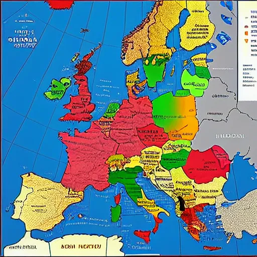 Image similar to A very detailed geopolitical map of Europe in 2060.