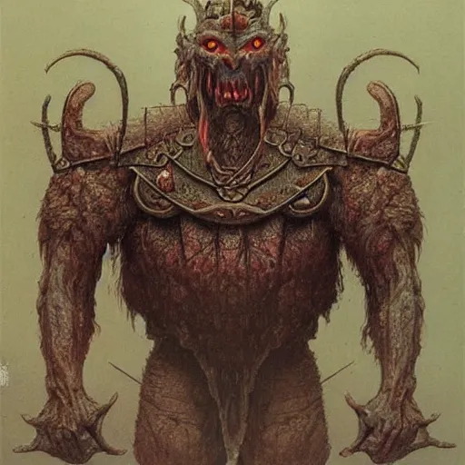 Image similar to mongolian goblin warrior concept, beksinski