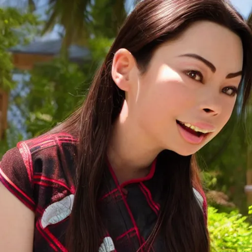 Prompt: Miranda Cosgrove as Meilin Lee in disney turning red live action, 8k full HD photo, cinematic lighting, anatomically correct, oscar award winning, action filled, correct eye placement,