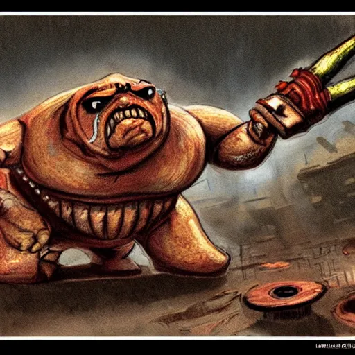 Prompt: concept art of scrag from quake 1 9 9 6 video game