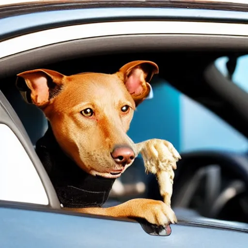 Prompt: dog driving a car