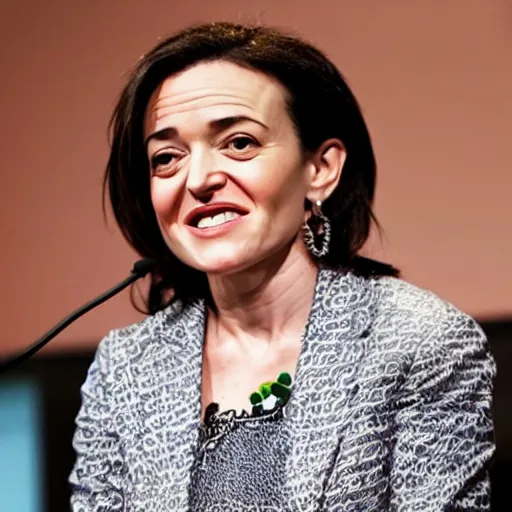 Prompt: Sheryl Sandberg with face tattoo