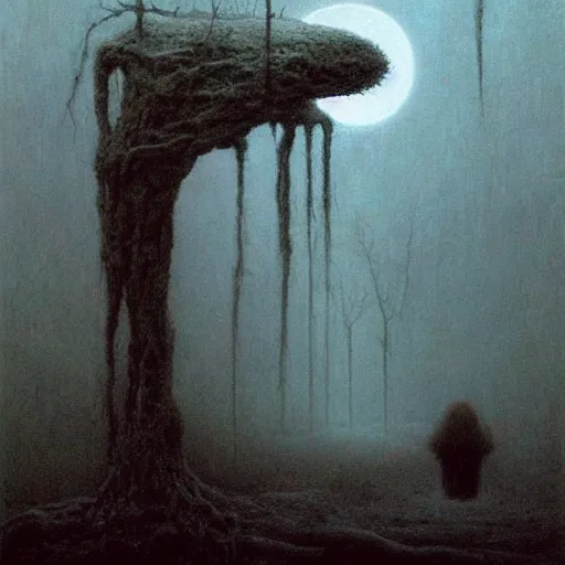 Prompt: triskaidekaphobia. horror. dark art by zdzislaw beksinski.