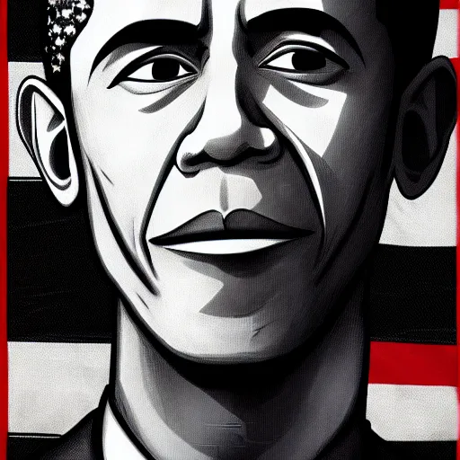 Image similar to barrack obama drawn like a one piece character, manga, black and white, 4 k