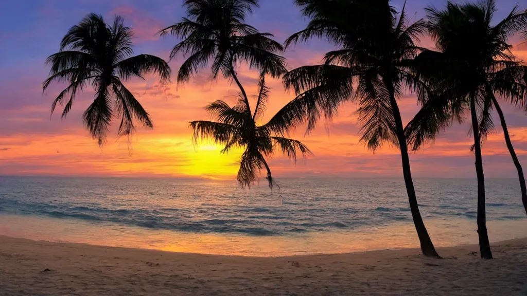 Image similar to A beach with a beautiful sunset