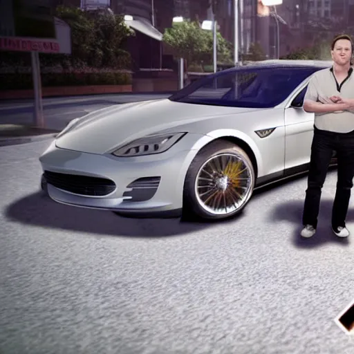 Prompt: Elon Musk in GTA, hyperrealistic photo, great lens, but video game style, anime, 3D