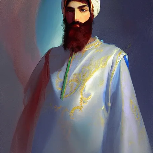 Prompt: portrait of a persian prince from tales of yore by yanjun cheng