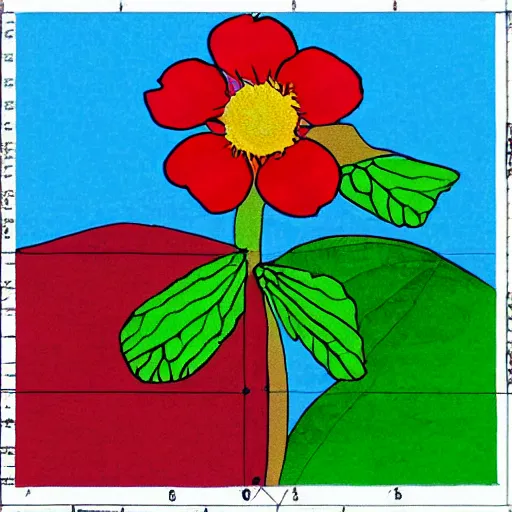 Image similar to highly detailed isometric projection of a flower