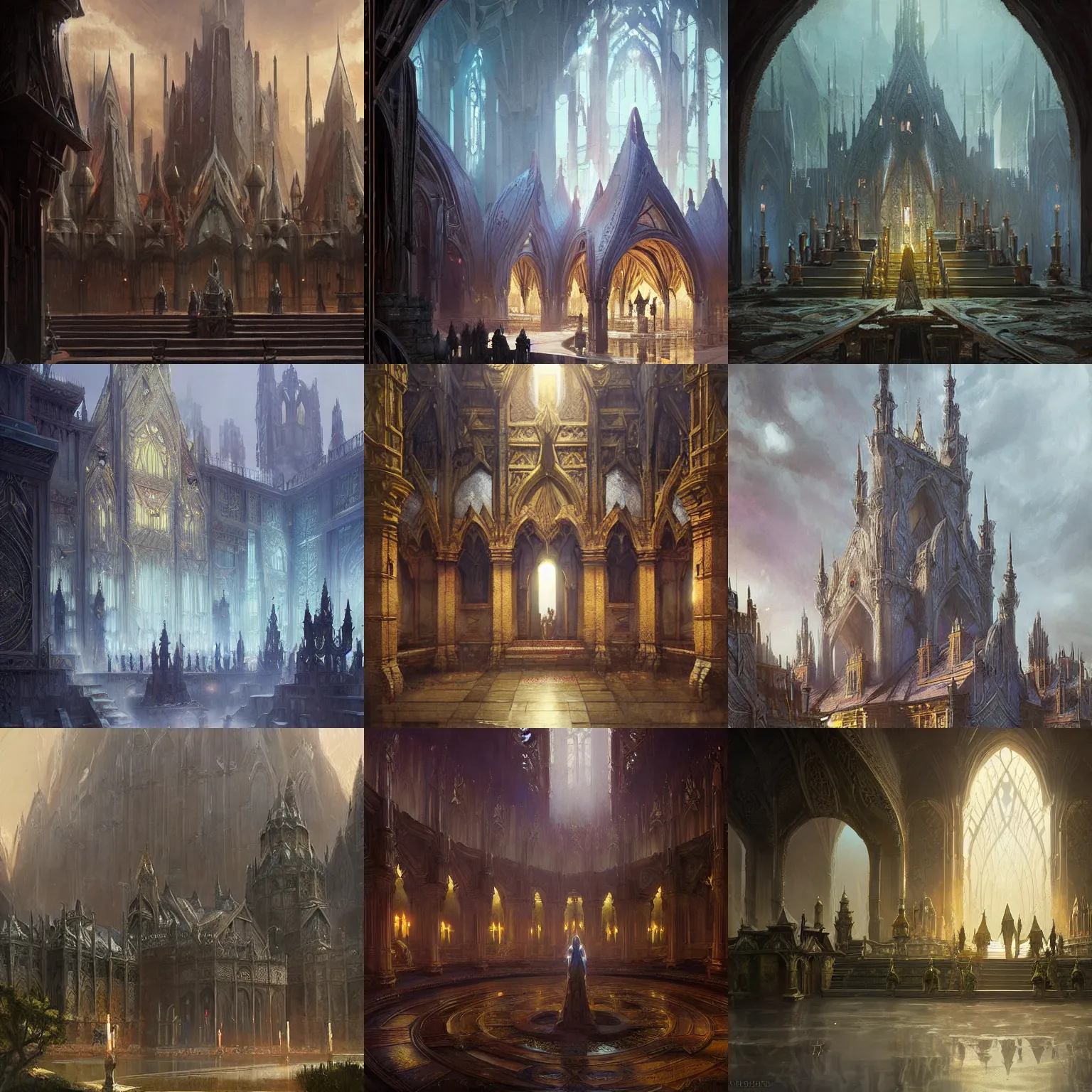 Prompt: elven palace by greg rutkowski and james gurney.