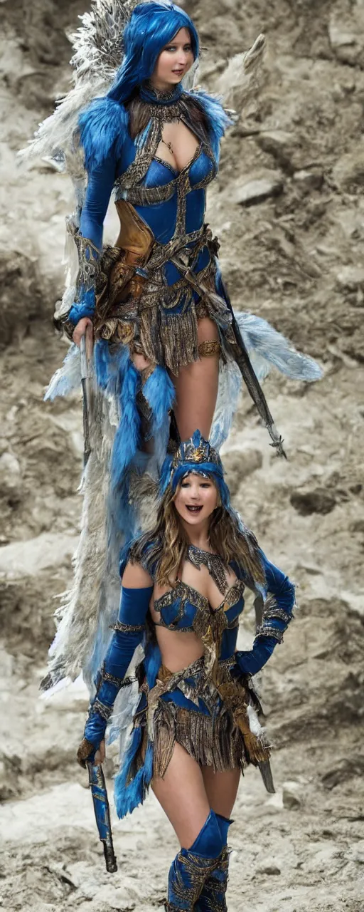 Image similar to Jennifer Lawrence as Crystal Maiden, full body shot