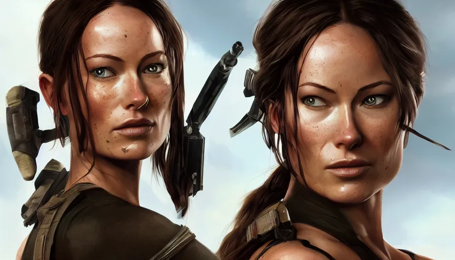 Image similar to Olivia Wilde is Lara Croft in Tomb Raider, hyperdetailed, artstation, cgsociety, 8k