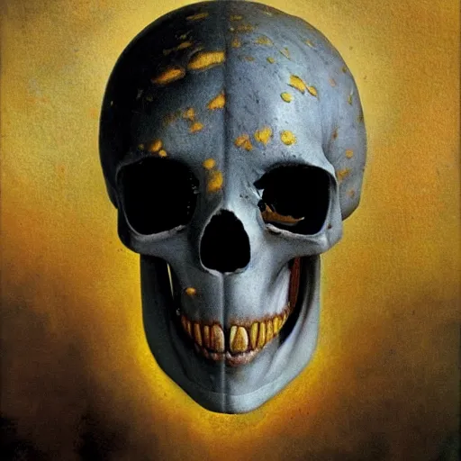 Image similar to ( ( ( head and shoulders portrait of a skeletal yellow skinned bald githyanki warrior in a breastplate, floating in the astral plane ) ) ), dave mckean, hr giger, peter mohrbacher, d & d, fantasy, medieval